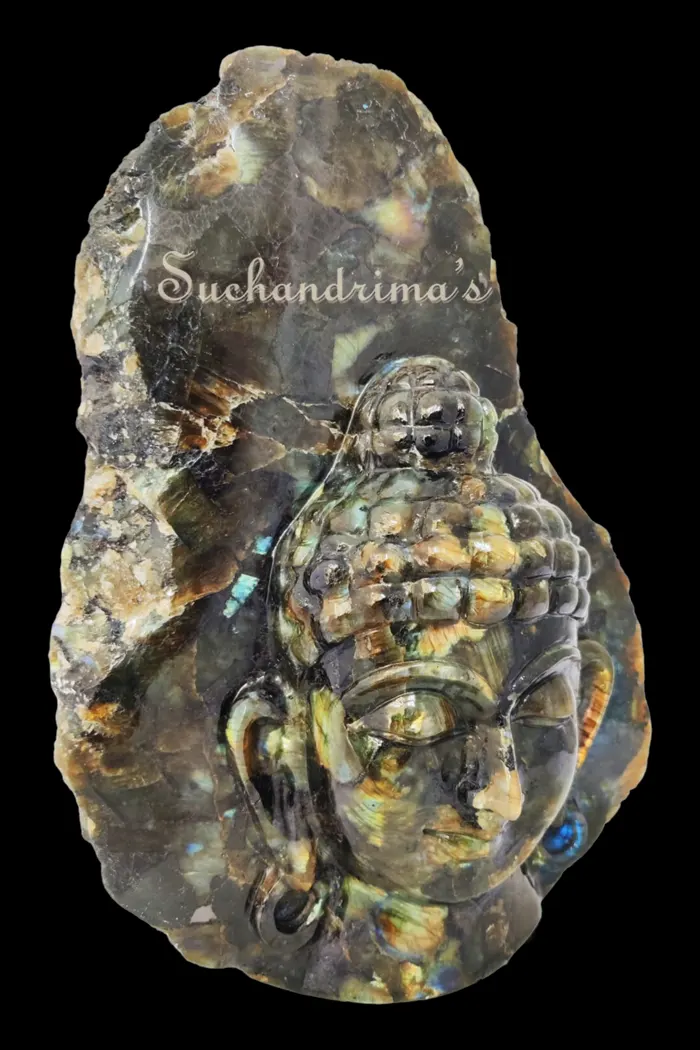 Labradorite Buddha Head Carving