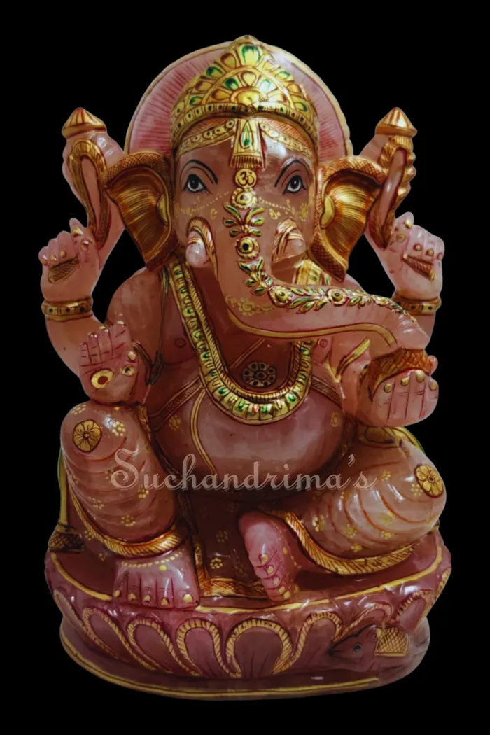Rose Quartz Painted Ganesha