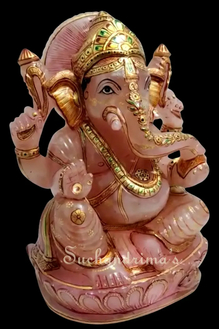 Rose Quartz Painted Ganesha