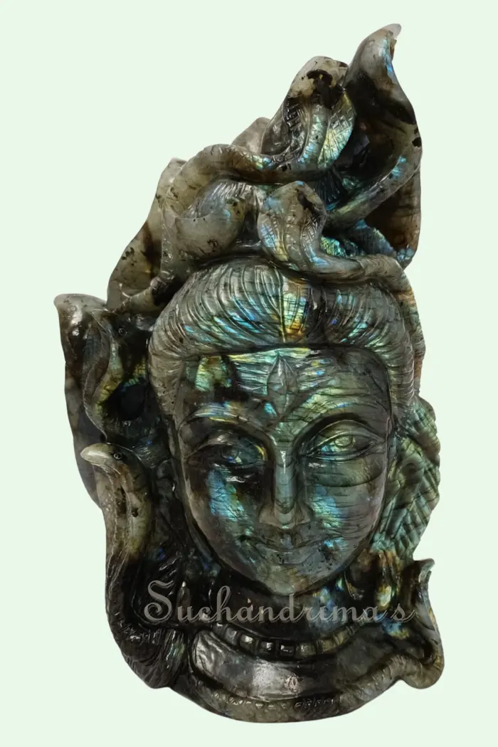 Labradorite Shiva Head Carving