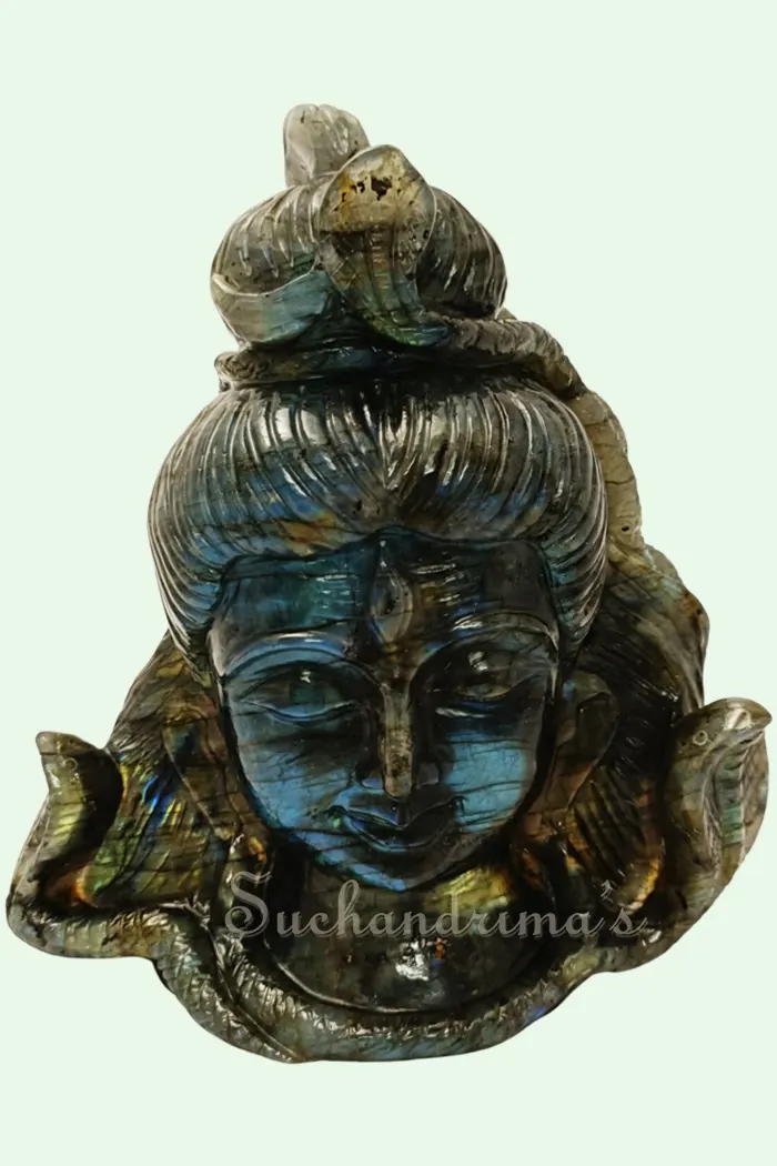 Labradorite Shiva Head Carving