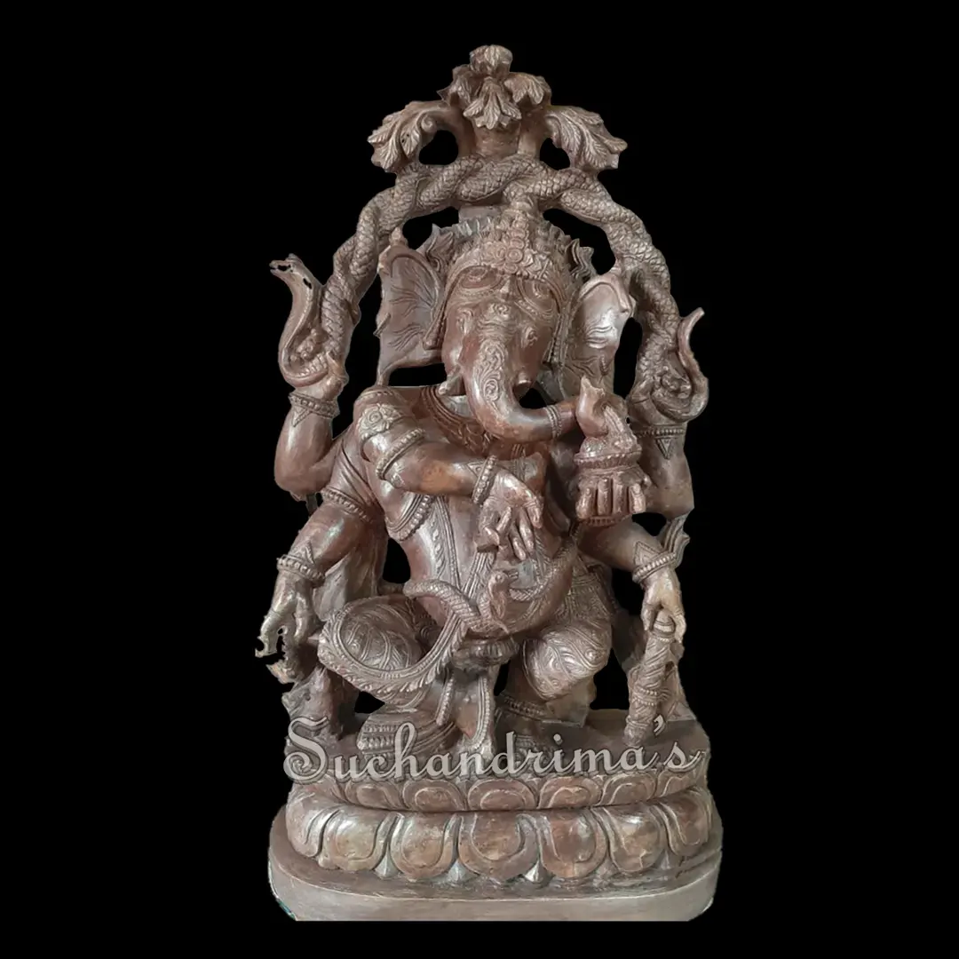23 inch Dancing Ganesha Made of Pink Serpentine