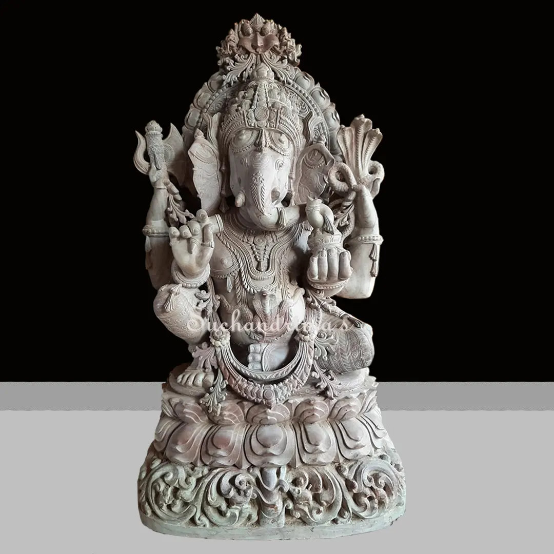 4 ft Lord Ganesha Pink Serpentine Stone